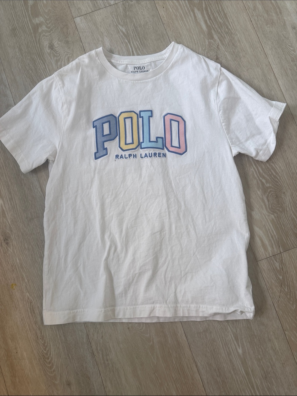 Polo by Ralph Lauren White Tee with Multicolor POLO Letters